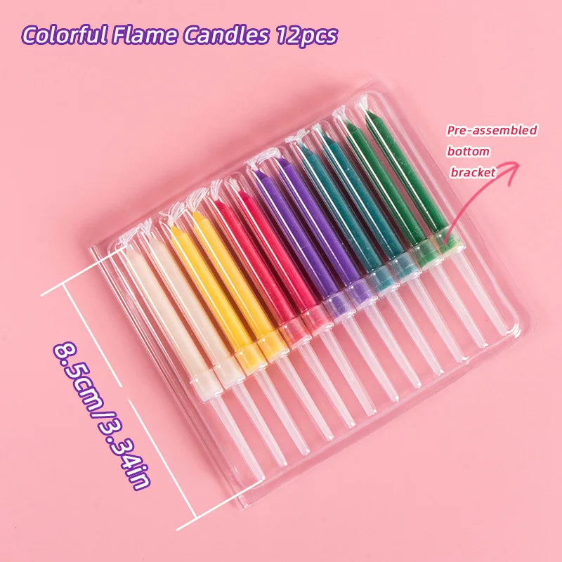 Rainbow Multicolor Birthday Candles Set of 12