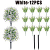 White artificial flowers in 12 packs displayed on a white background.