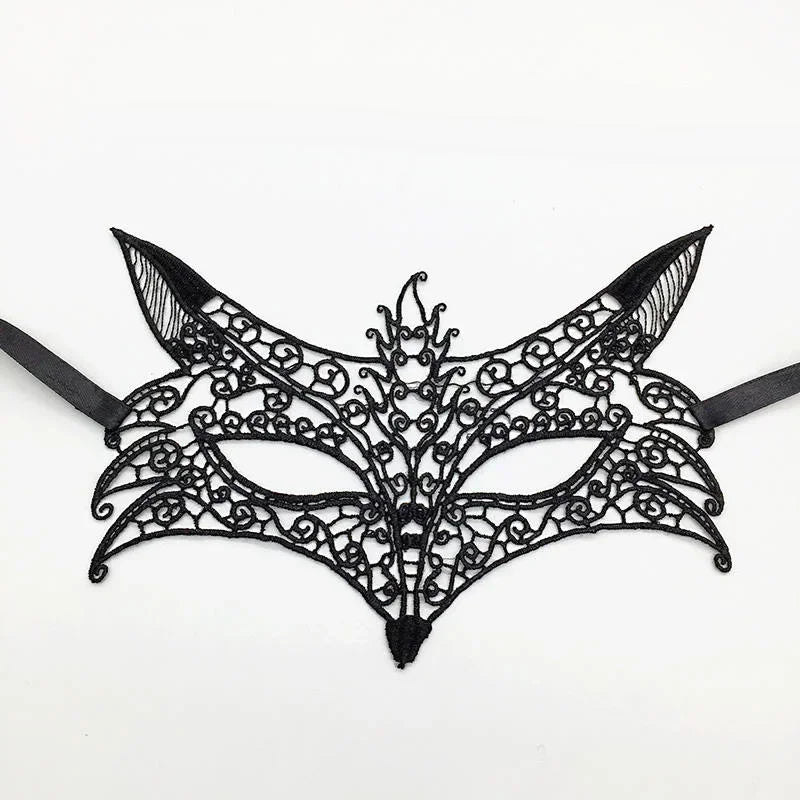 Elegant black lace half face mask for masquerade and costume parties