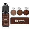 A brown liquid pigment set with dropper bottles showing 1, 5, and 10 drops of brown colorant for candle wax.