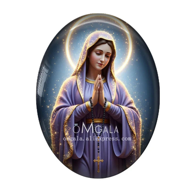 Religious Art Glass Cabochons for Jewelry Making
