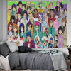 Anime tapestry wall hanging featuring a large group of characters from The Disastrous Life of Saiki K
