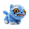 A soft blue tiger plush toy with anime-style facial markings and large eyes.