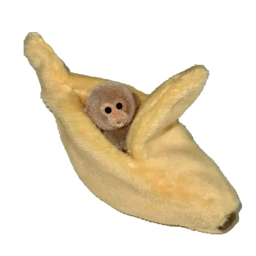 Adorable plush monkey with a banana sleeping bag
