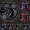 A collection of vintage vinyl record wall clocks showing different designs and angles.