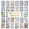 A collection of 300+ vintage floral window scrapbooking stickers organized on 30 sheets.