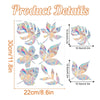 Set of rainbow window stickers featuring cat and butterfly designs on leaves