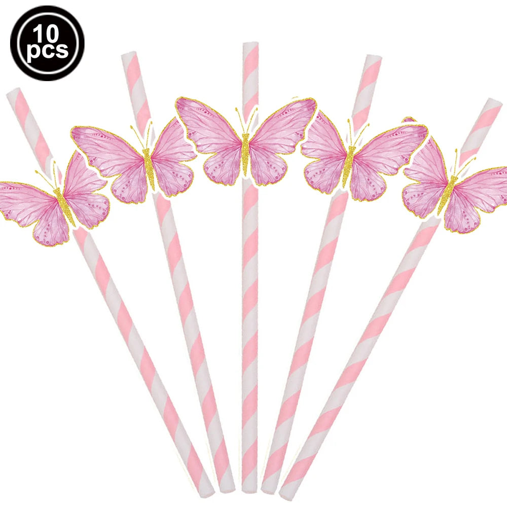 Butterfly Party Supplies Disposable Tableware Set for Birthday & Baby Shower