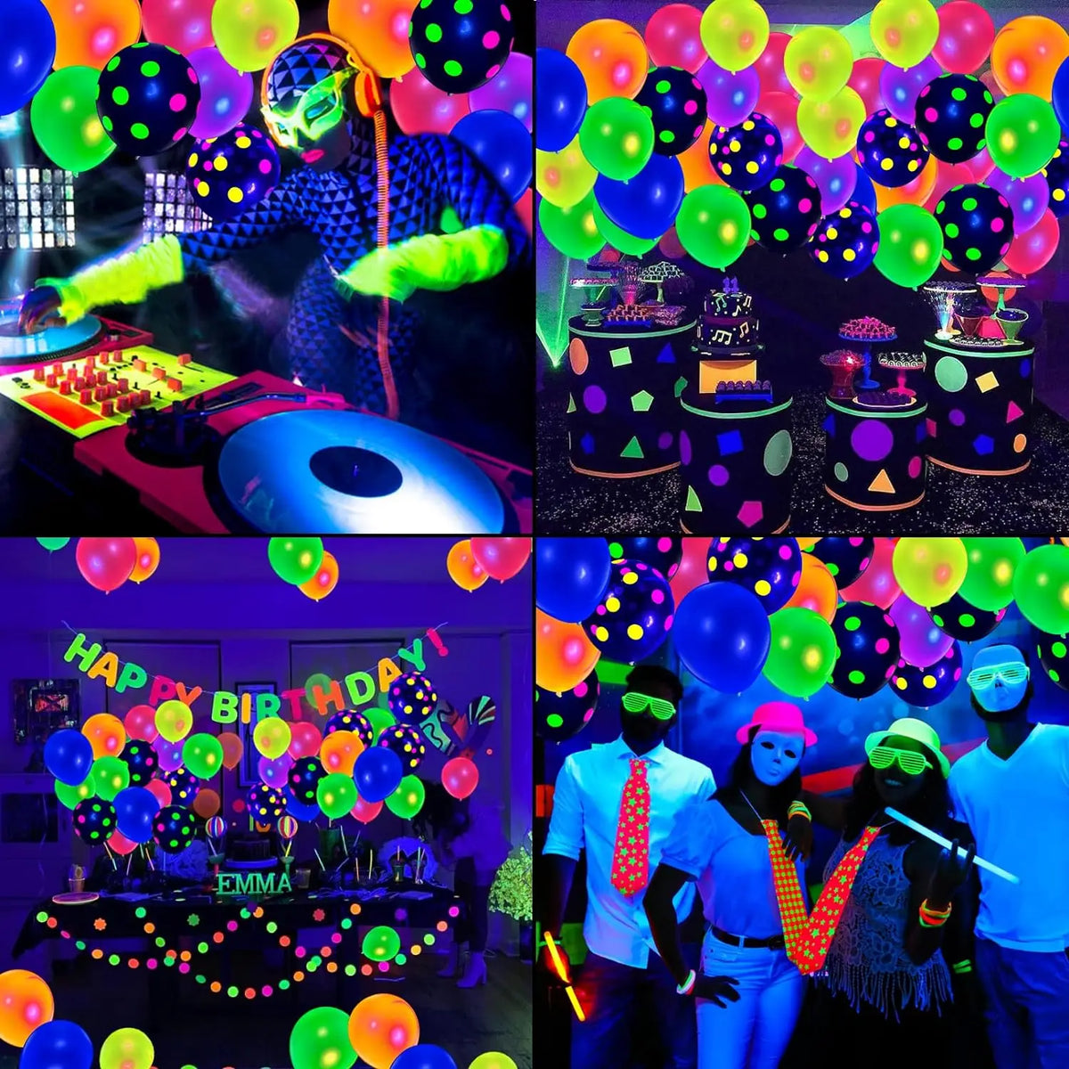 Glow-in-the-Dark Neon Balloons (60 Pack) – 12 Inch Party Decorations