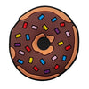A brown doughnut charm with colorful sprinkles, designed for Crocs and slides.