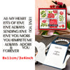 A set of floral love words stencils and stamps for DIY scrapbooking featuring red roses and hearts on a white background.