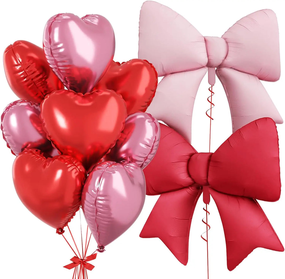 Pink Heart & Bow Balloon Set for Weddings and Showers