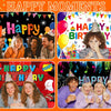 Una pancarta de fondo de cumpleaños colorida con momentos felices, incluyendo gente celebrando y temas de cumpleaños.