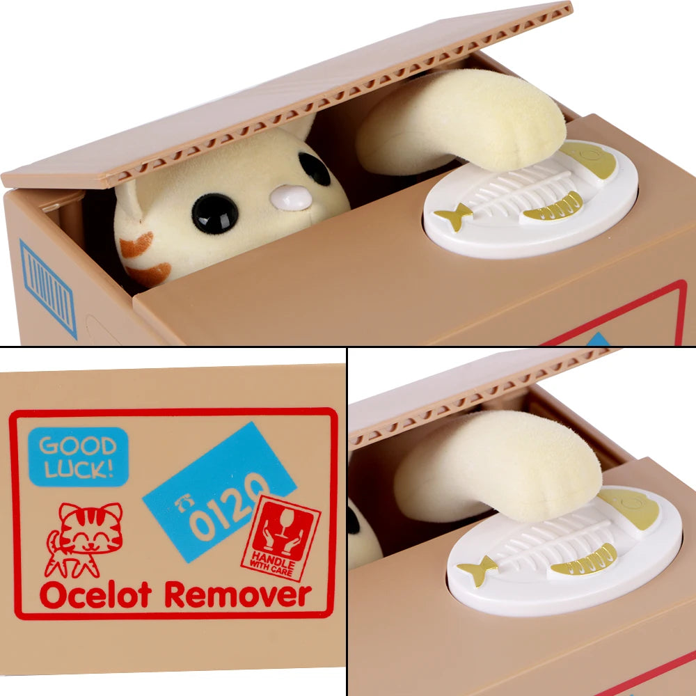 An interactive panda coin-saving money box with a soft panda figure and a removable coin tray.
