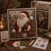 A box of Christmas 3D fabric poke art kit featuring a Santa figure in a winter forest scene and various fabric pieces.