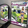 A canvas poster featuring a green Nissan Civic car and text related to import tuning.