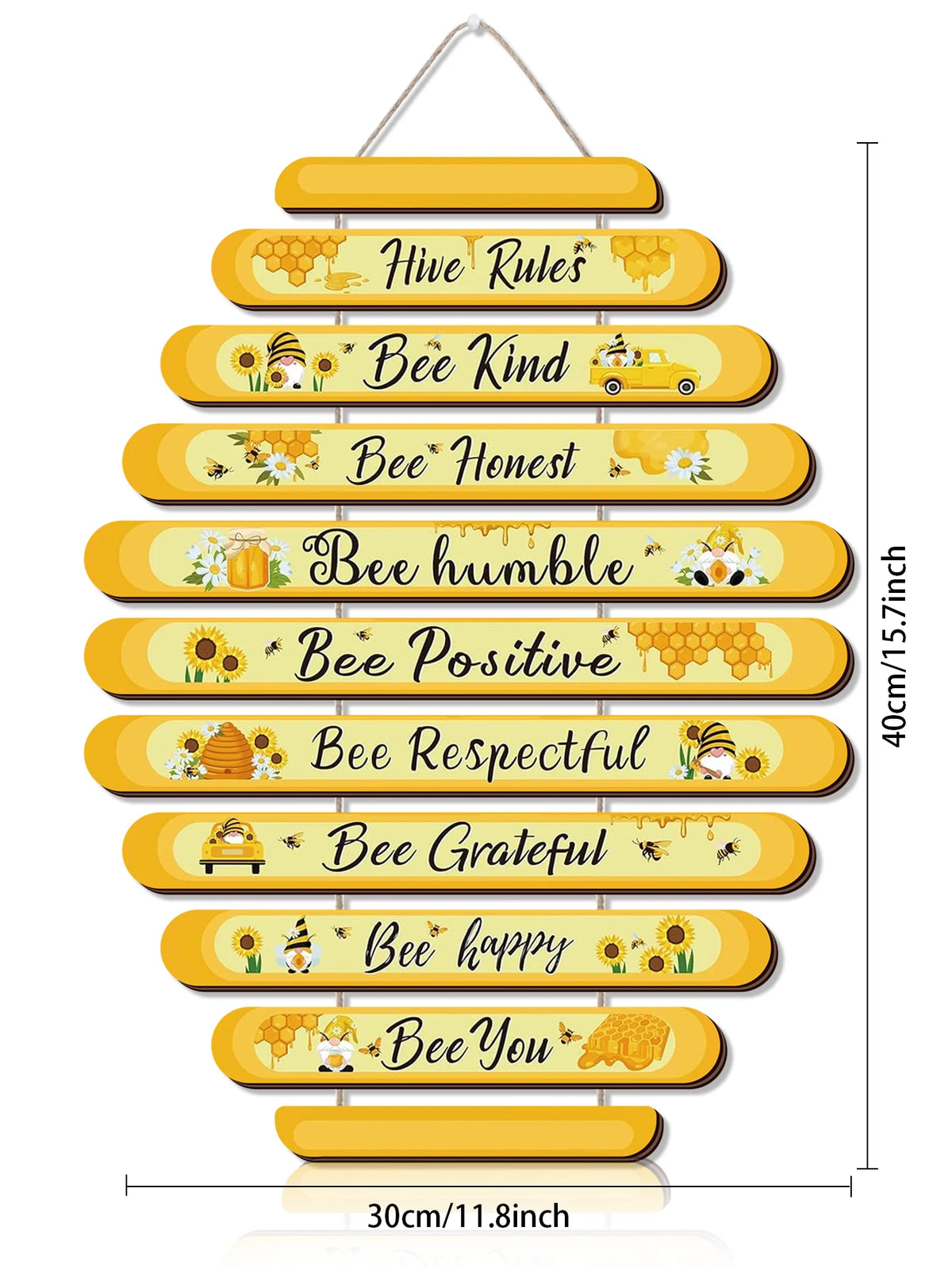 Beehive Rules Wooden Wall Plaque – Farmhouse Decor Sign