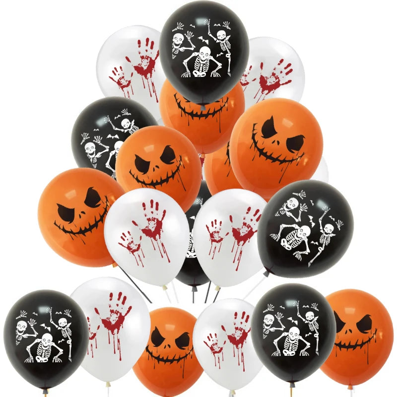 Scary Bloody Hand & Skull Latex Balloons (12-inch) for Halloween Party Decor