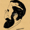 A black and white line drawing of a man's profile with a beard, titled What's on a Man's Mind.