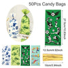 50 pieces of green candy bags decorated with soccer themes and various sports motifs