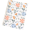 A spiral-bound reusable sticker collecting album featuring floral illustrations in orange, blue, and green tones.