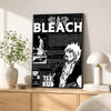 A black poster featuring the title BLEACH in white text and various anime-style character illustrations.