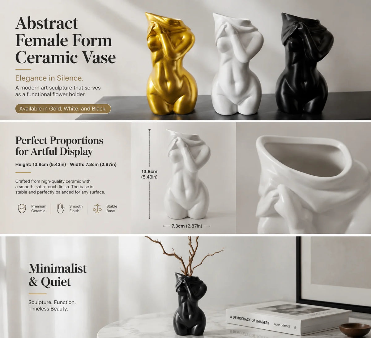 Abstract Female Torso Resin Vase