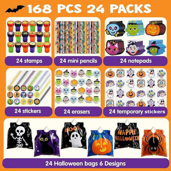 Halloween Stationery Gift Set with Trick-or-Treat Bags (168 Pieces)