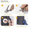 A set of metal clips used to easily open and secure a straw hat or cap on a bag.