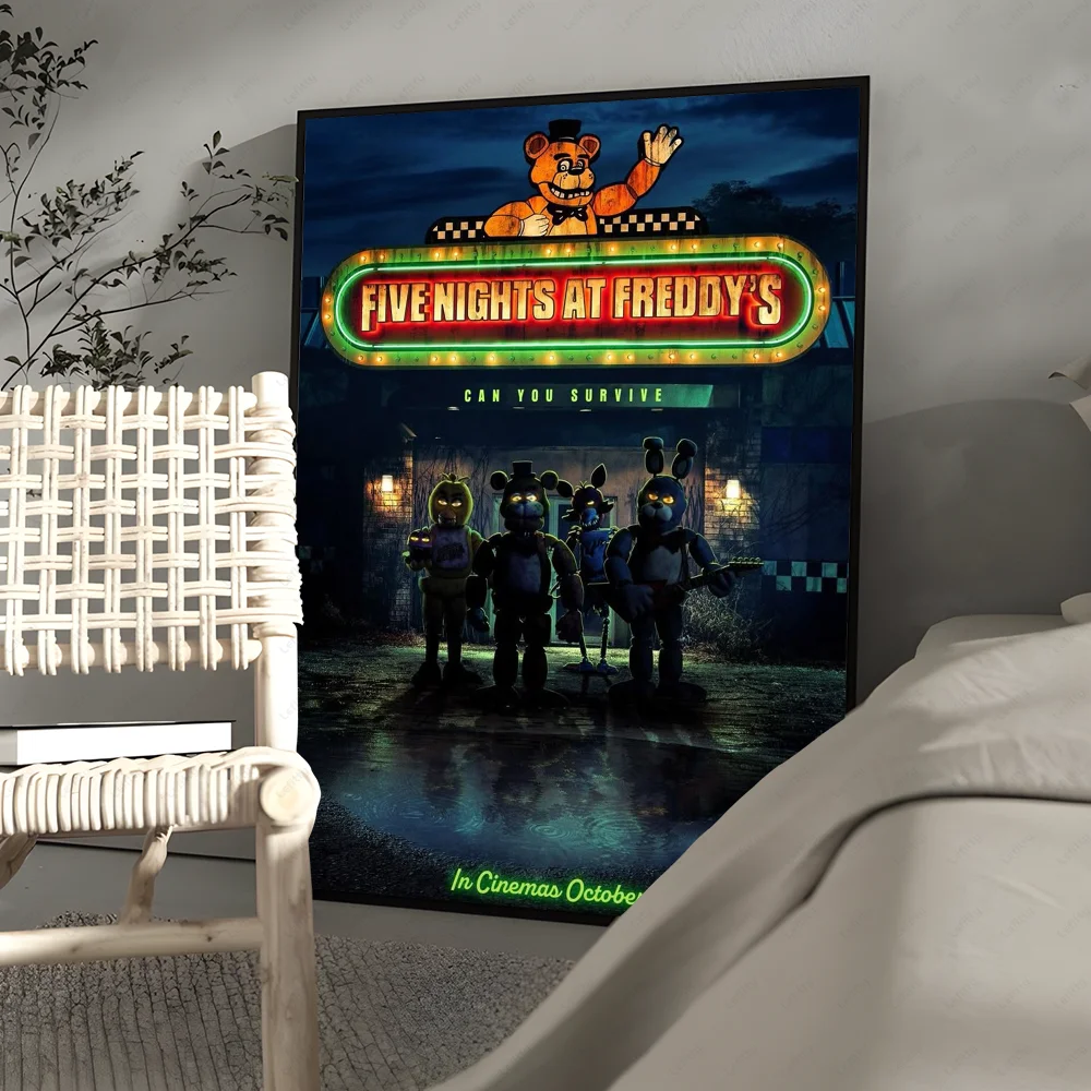 Canvas wall art poster featuring a Five Nights at Freddy's scene with animatronic characters.