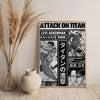 Canvas wall art featuring a black and white illustration of Levi Ackerman from Attack on Titan with Japanese text