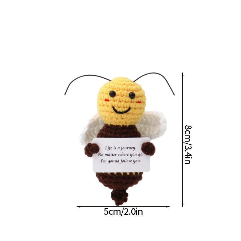 Handmade crochet positive potato doll with an inspirational slogan pocket hug gift
