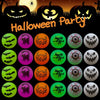 A set of ten glow-in-the-dark Halloween bouncing balls featuring various spooky faces and creatures.