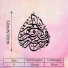 Black calligraphy art on pink background showing size comparison for a handcrafted iron wall art sculpture