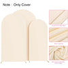 Light beige arch stand backdrop with close-ups showing fabric texture and stitching details