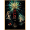 A dramatic anime illustration featuring a character and the Death Note title with bright light rays.