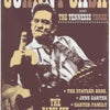 Placa de metal vintage de banda de rock, con Johnny Cash y The Tennessee Three, una guitarra y texto de mayo de 1970