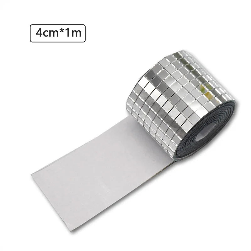 Roll of 3D mirror mosaic wall tiles measuring 4cm by 1m