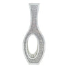 Tall silver vase with a diamond crushed finish and an oval opening
