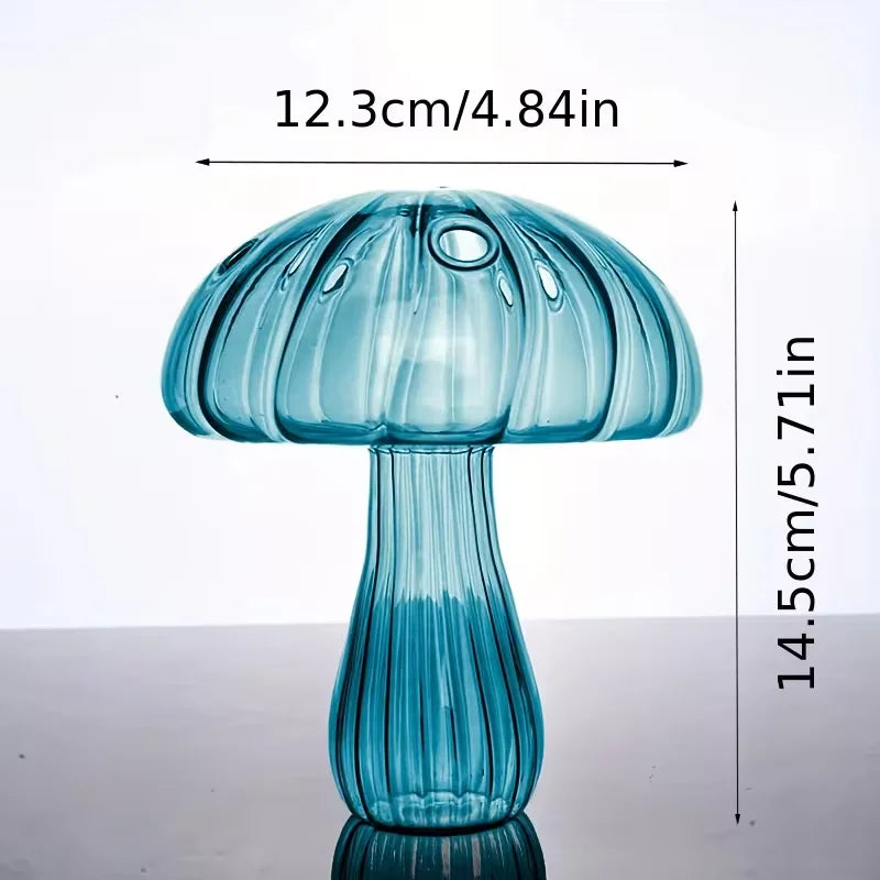Mushroom-Shaped Glass Hydroponic Vase with Colorful Finish