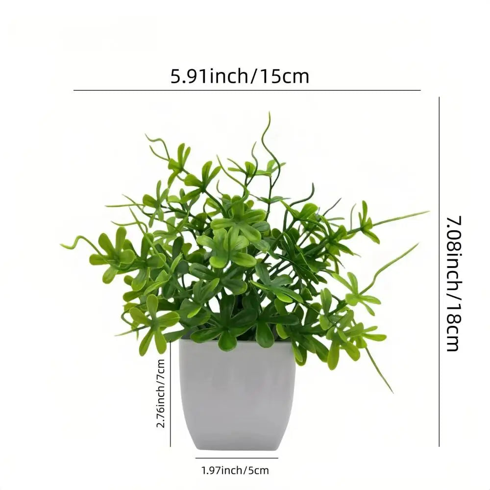 Mini Artificial Bonsai Plants Set for Shelf & Desk Decor
