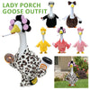 A set of decorative lawn goose costumes including a full outfit and individual headpieces