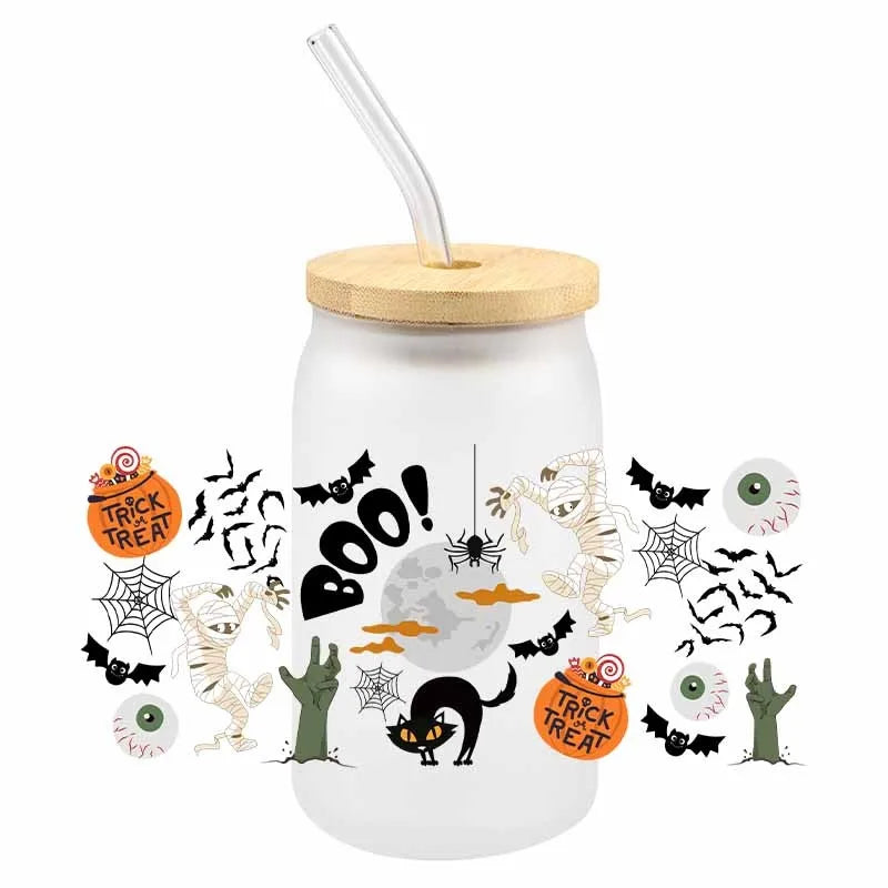 Halloween Spooky UV DTF Cup Wraps – 3D Cartoon Stickers