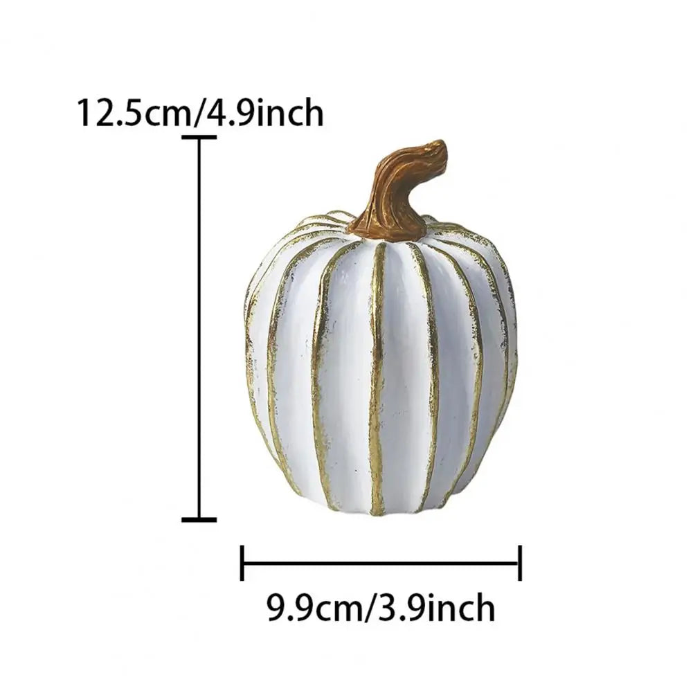 Elegant white and gold resin decorative pumpkin with a stem