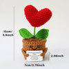 Handmade crochet potato doll with green leaves and an emotional support plant card