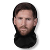 A realistic 3D printed cosplay mask of a male celebrity with dark hair and a beard, shown against a white background.