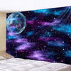 A vibrant galaxy tapestry featuring deep blues, purples, and sparkling stars on a dark background.