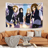 A tapestry featuring characters from K-ON! anime set against a purple and pink background.