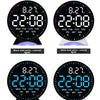 LED ambient light alarm clock showing 22:08 with jumping seconds display in black and white color options