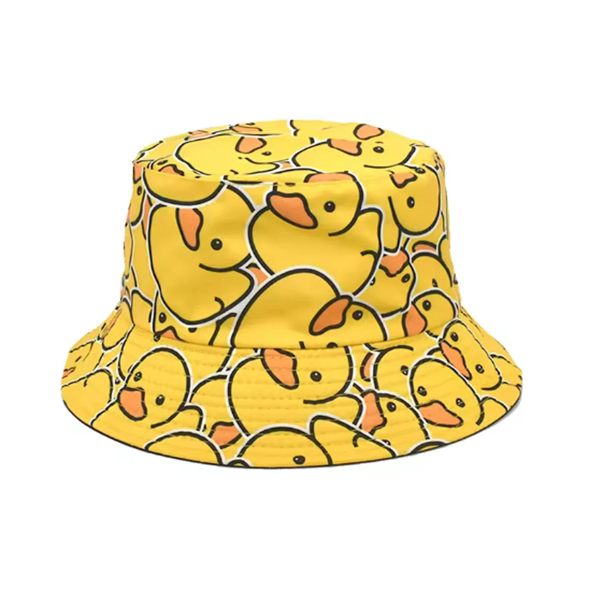 Yellow duck print reversible bucket hat